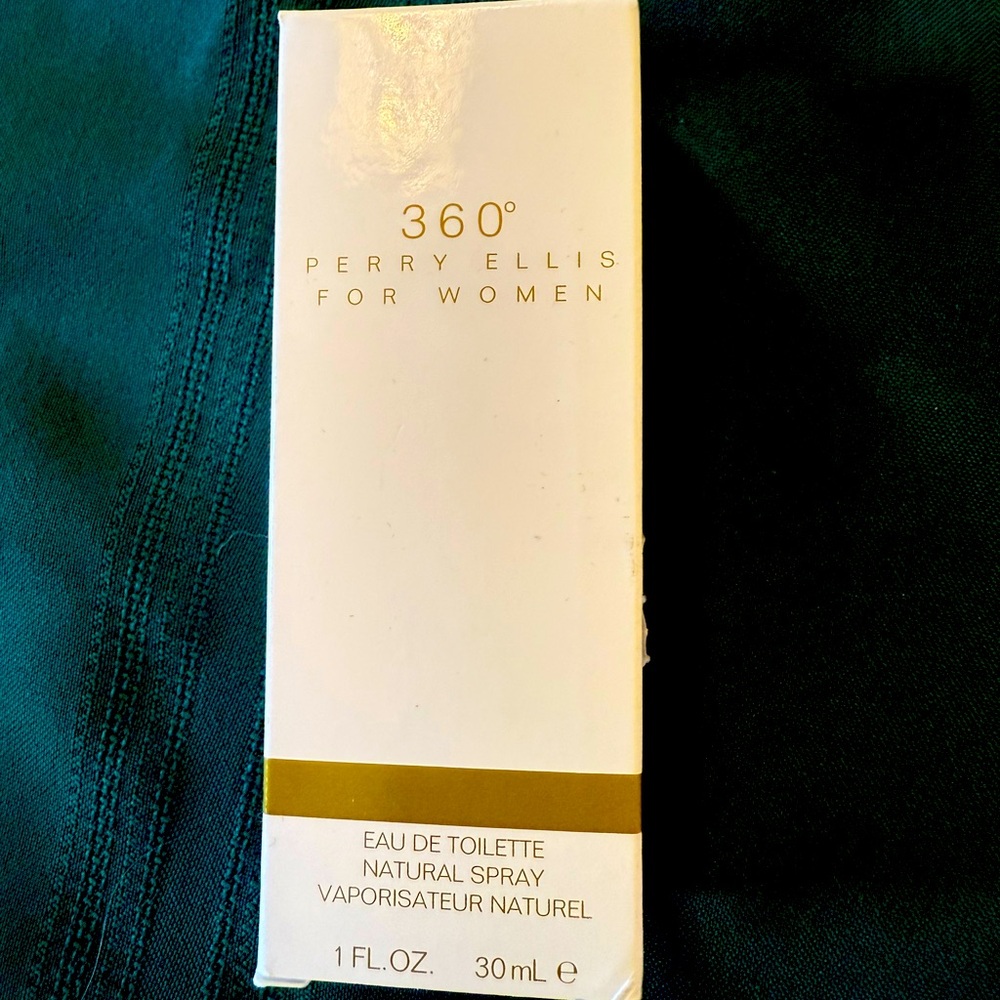 Perry Ellis Fragrance Box with White and Gold Design